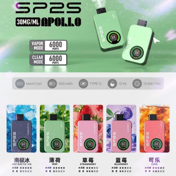 SP2S12000口 拋棄式電子煙 SP2S一次性電子菸線上購買 新日期10/02